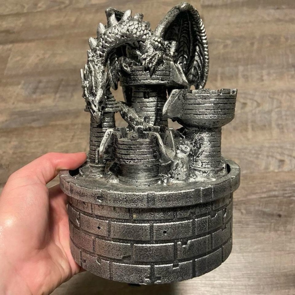 Silver Dragon Castle Figurine